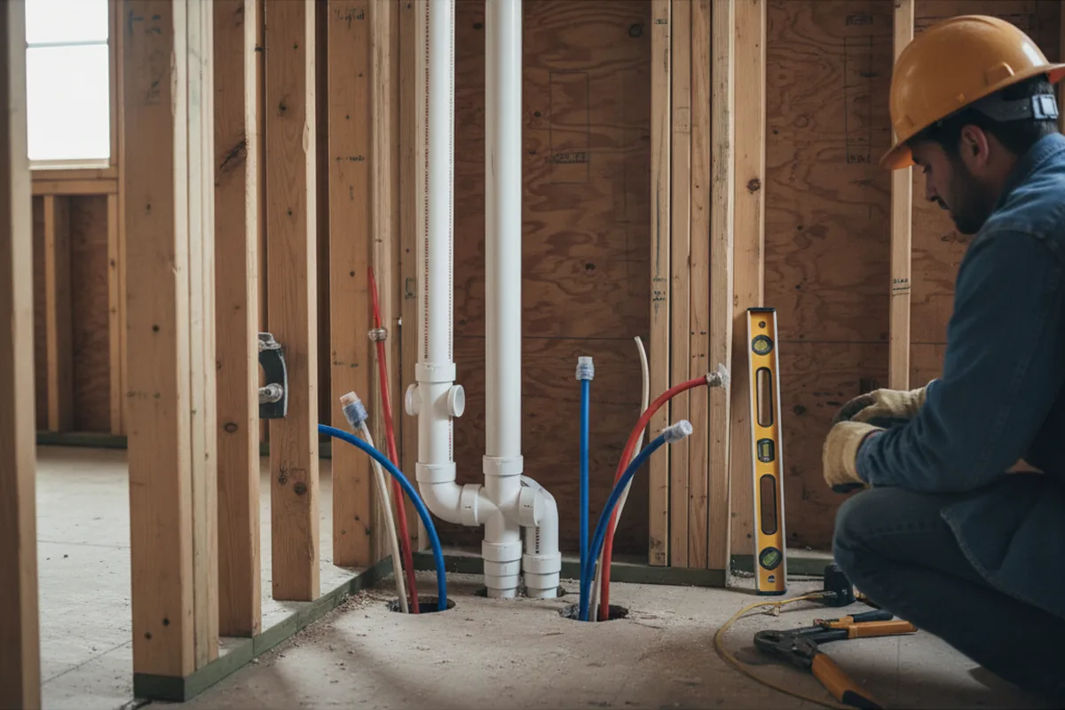 Drain and supply rough-in during Drain Cleaning in Garrett