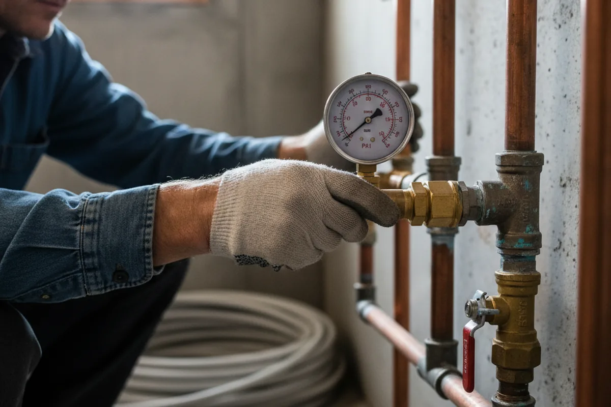 Pressure testing a repaired line during Water Line Repair in Garrett